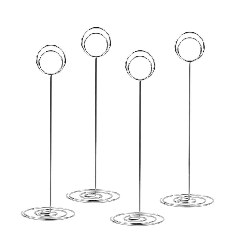Radezon 20 Pack 8.75 inch Tall Table Number Holders Place Card Holder Table Picture Holder Wire Photo Holder Clips Picture Memo Note Photo Stand (Silver) - Image 5